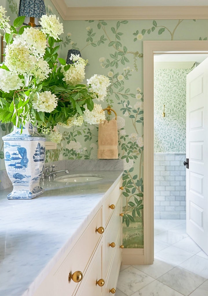 Feminine floral bathroom