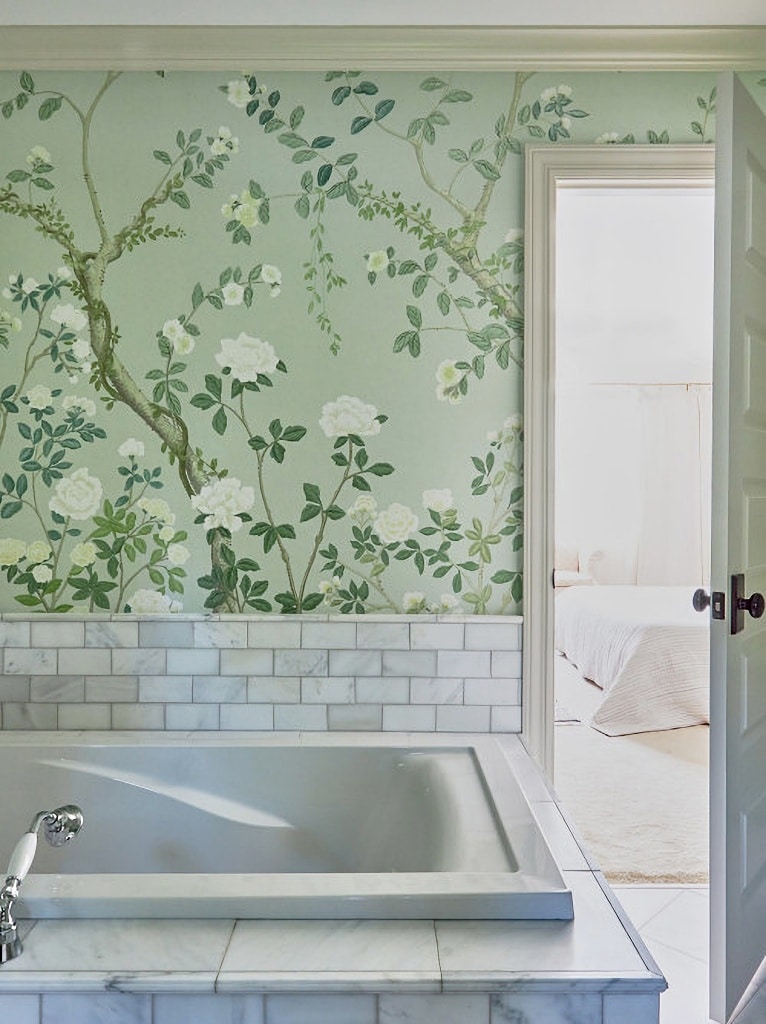 soaker tub in elegant bathroom