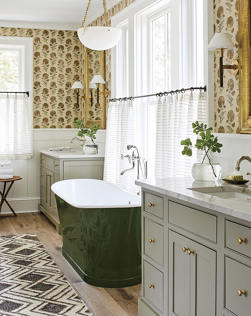 cafe curtains in vintage bathroom