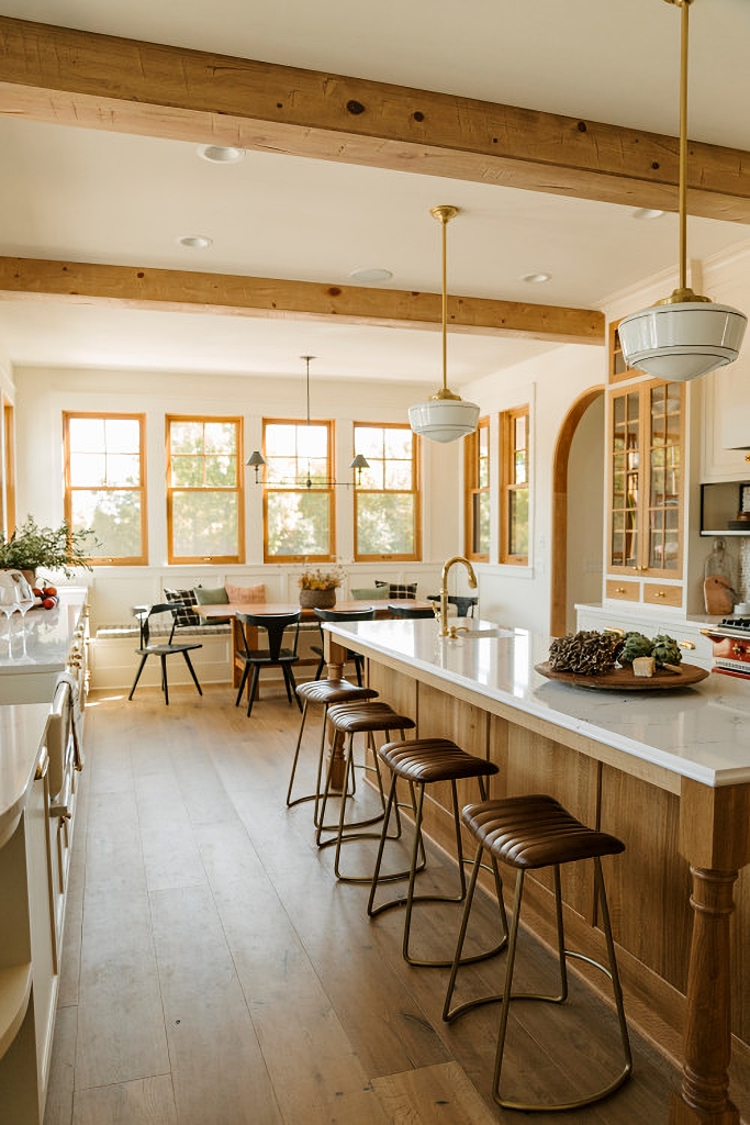 sunlit kitchen in neutral tones