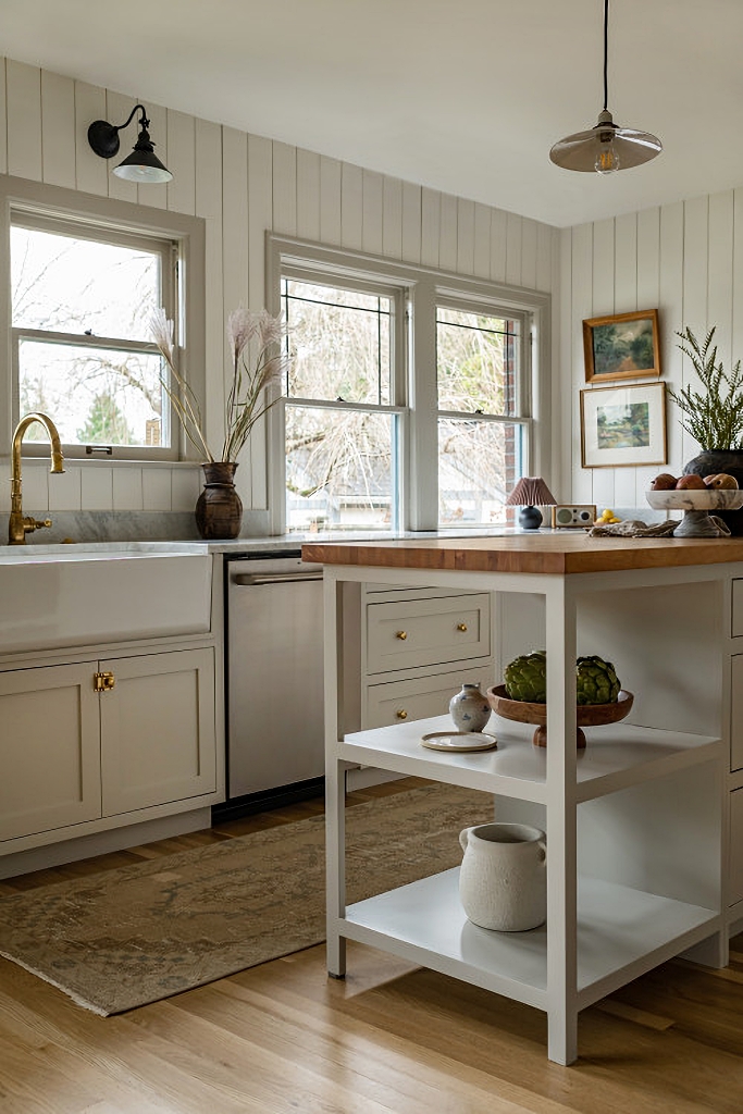 neutral color palette in dreamy farmhouse kitchen