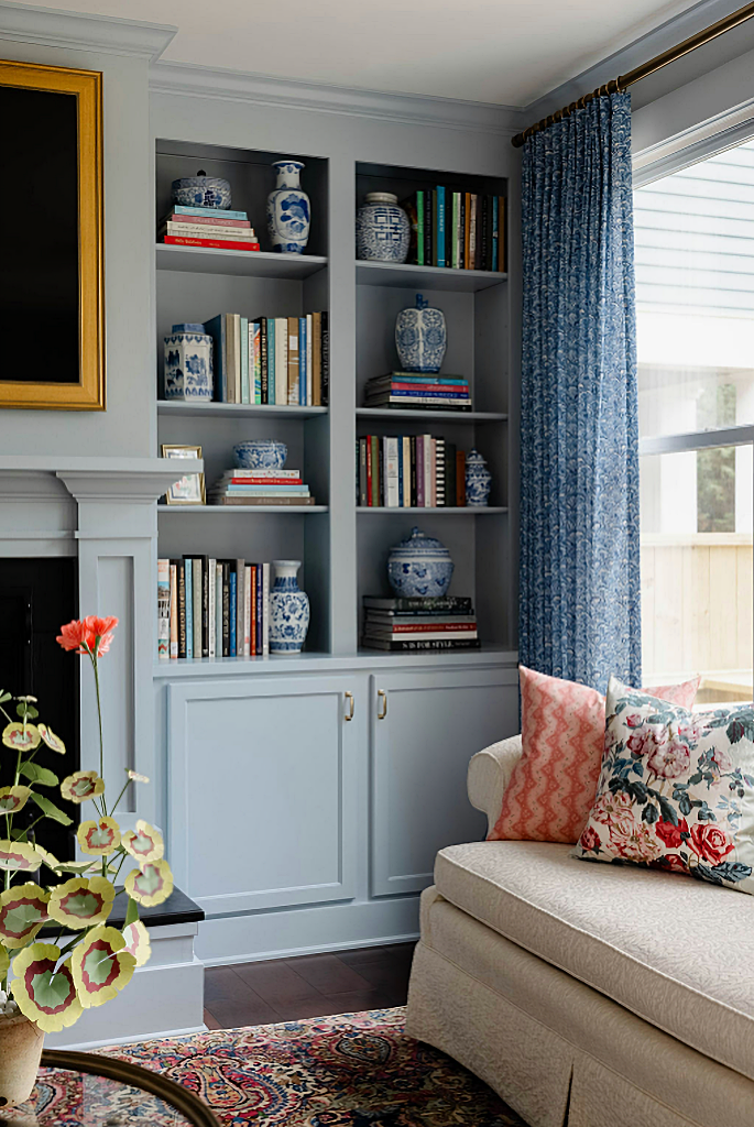 traditional blue living room