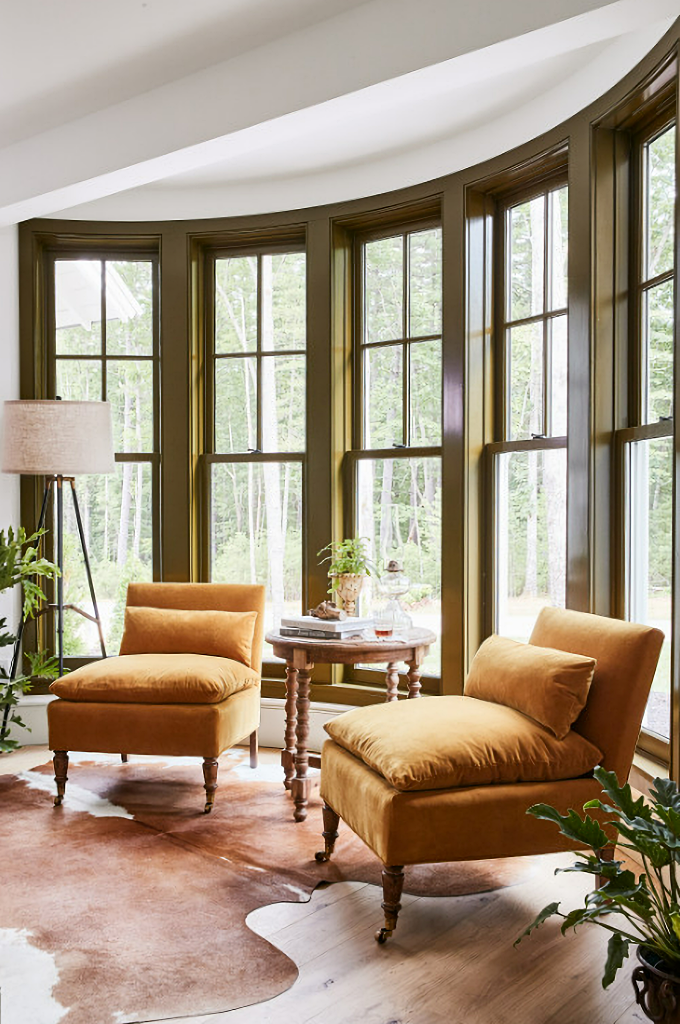 cozy reading nook in mountain home