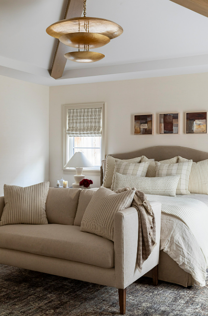 neutral tones in cozy, sophisticated bedroom