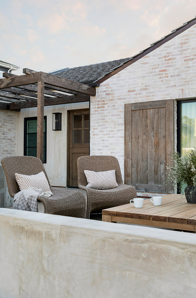 outdoor patio in neutral tones and textures