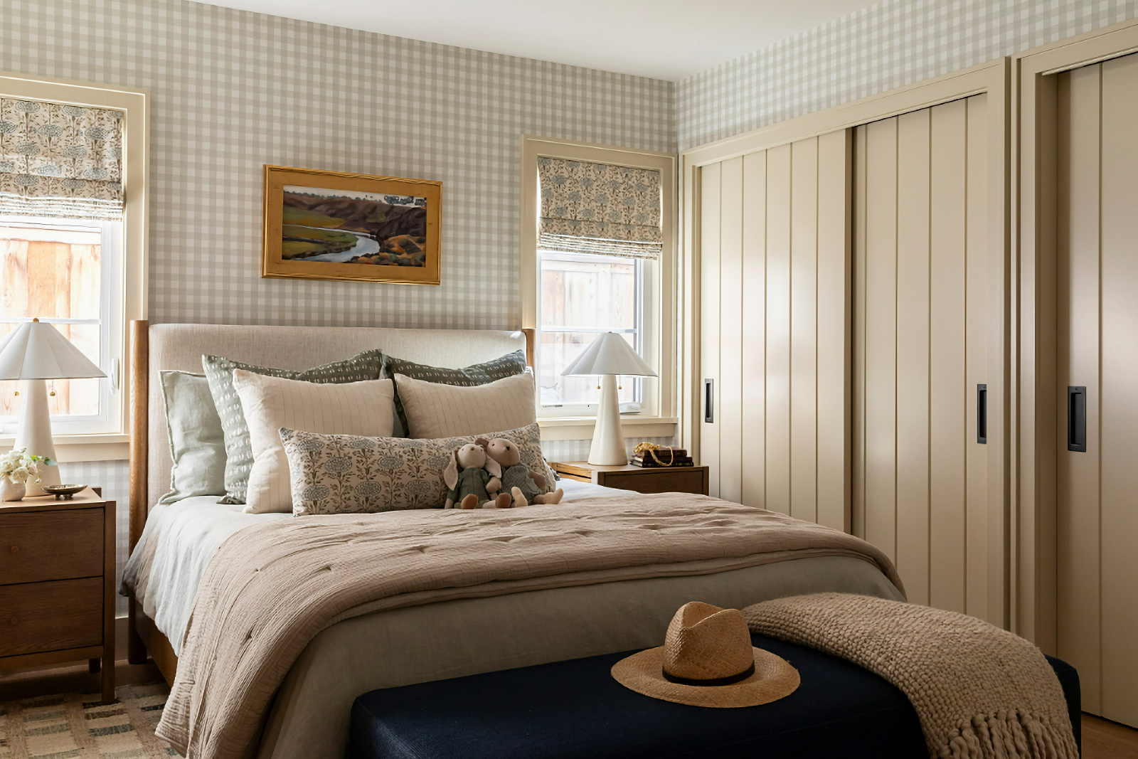 mixed patterns in cozy bedroom