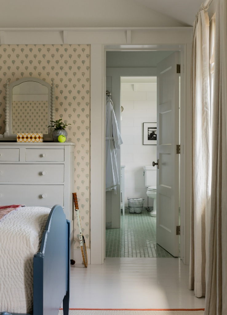 vintage style bedroom in Martha's vineyard home