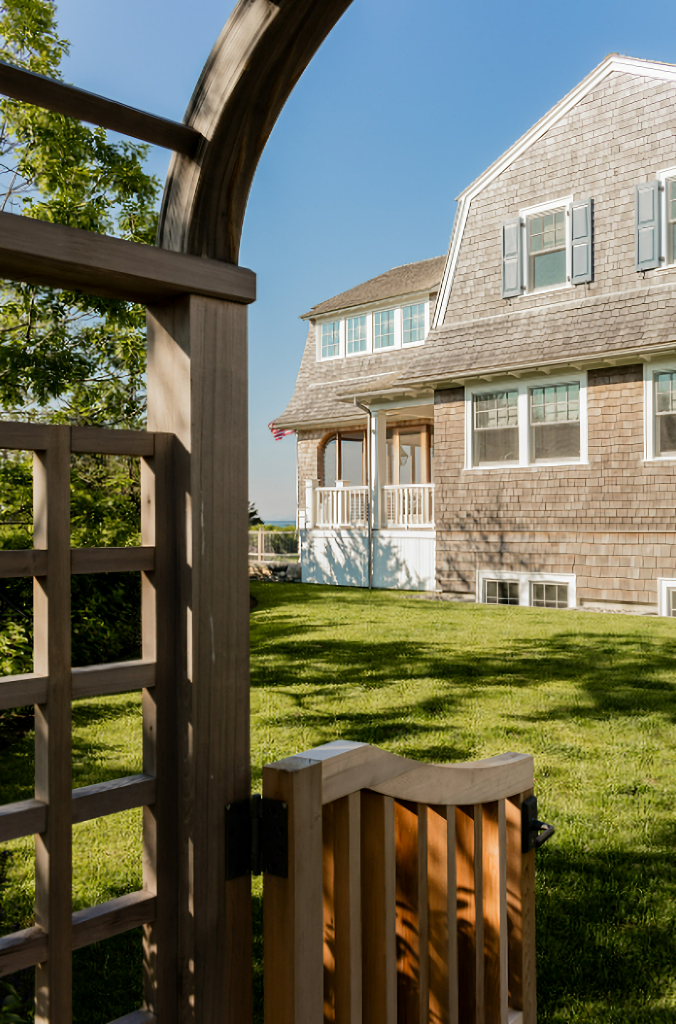gray shingled New England home