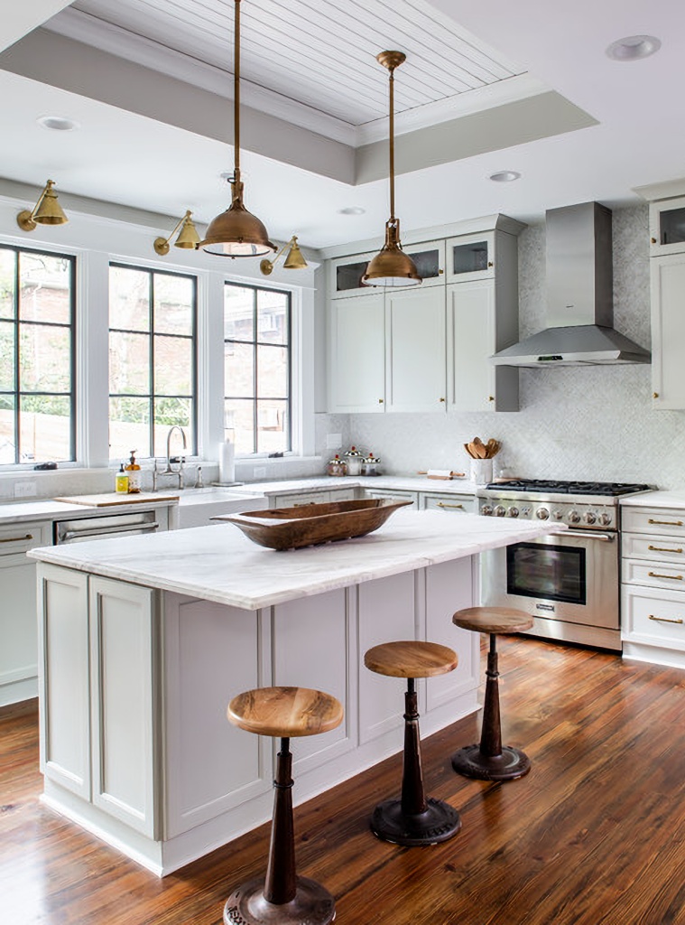 tray ceiling in kitchen