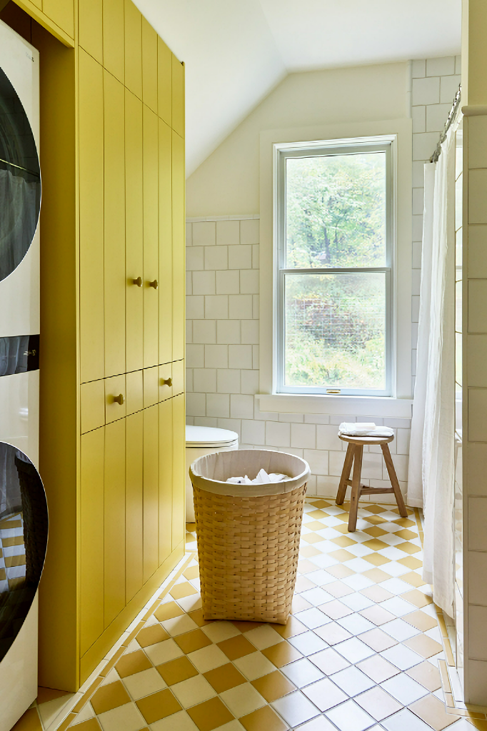 yellow laundry room