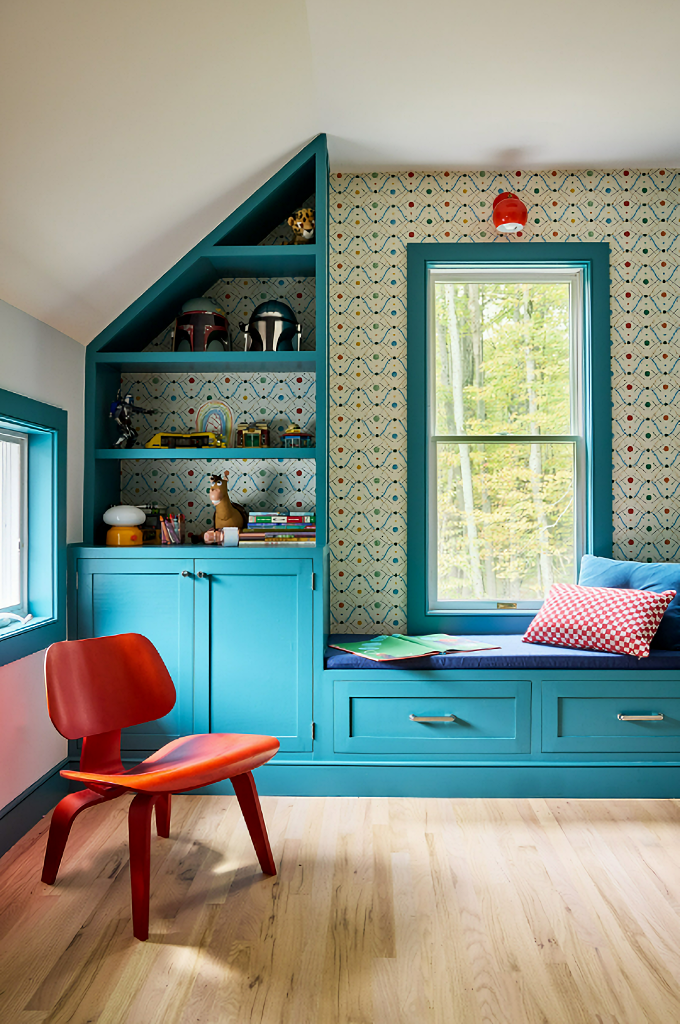 boys bedroom in teal