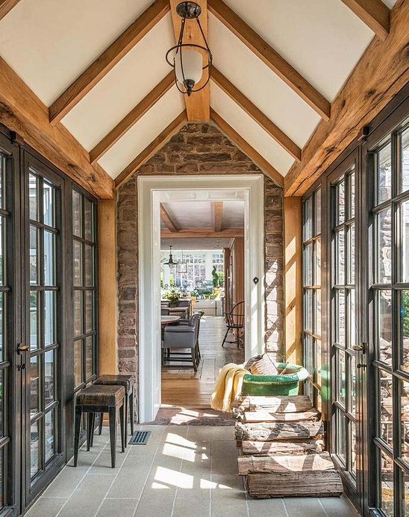 vaulted ceiling glass  hallway
