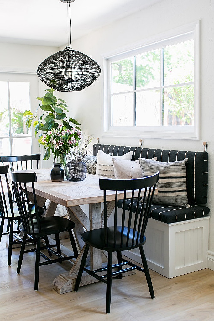black and white dining room