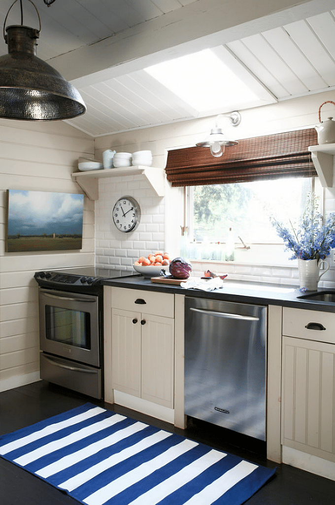 coastal kitchen in lakefront cottage