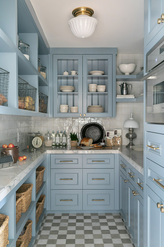 blue butler's pantry