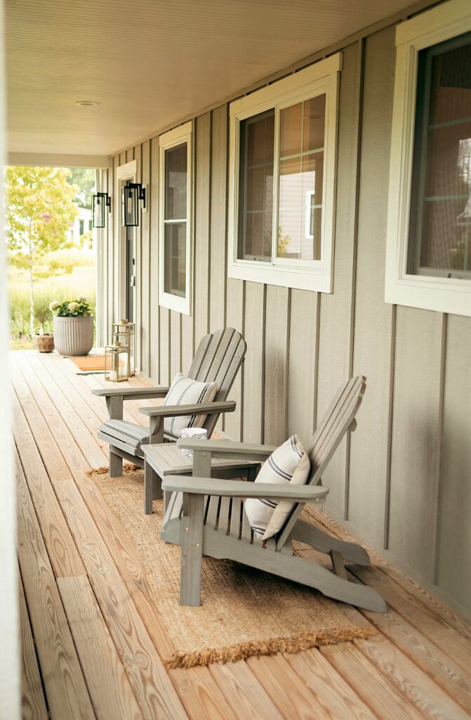 front porch with Adirondack chairs