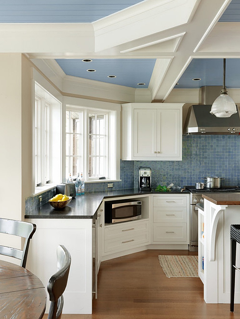 blue and white kitchen