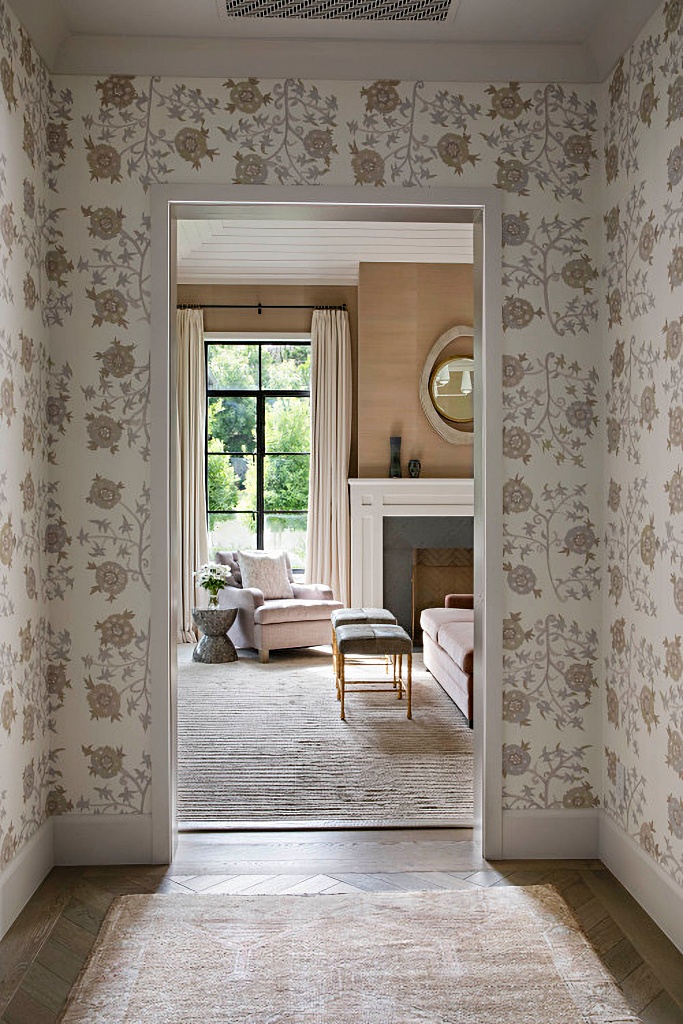 traditional home hallway and living room
