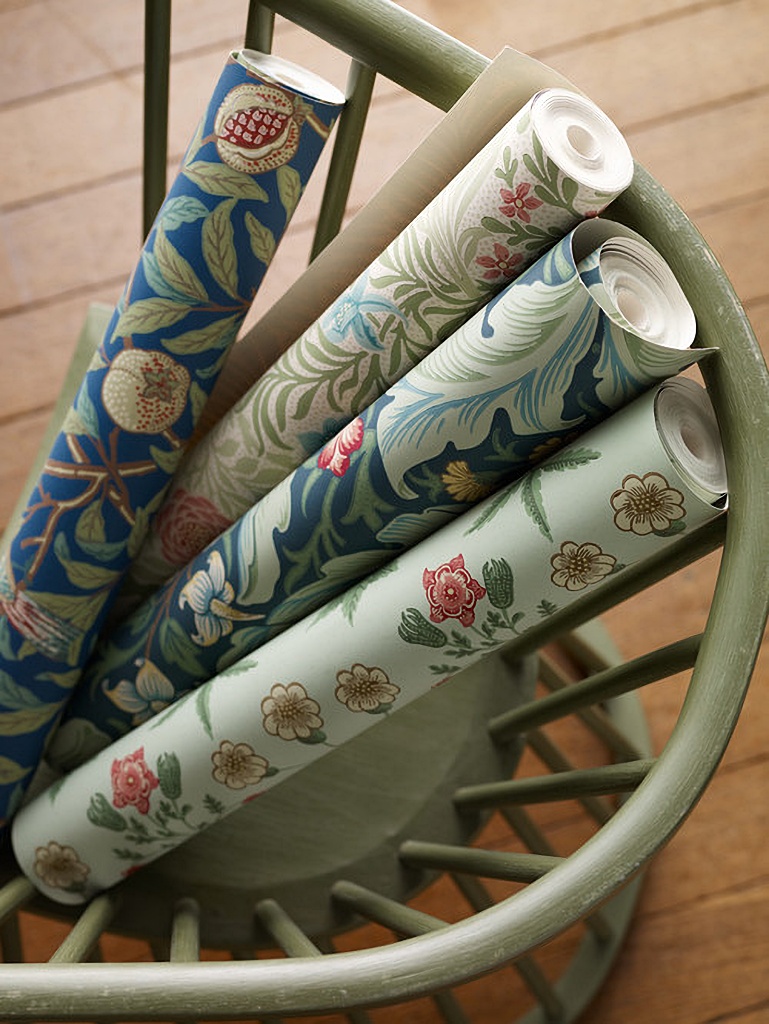 rolls of colorful wallpaper