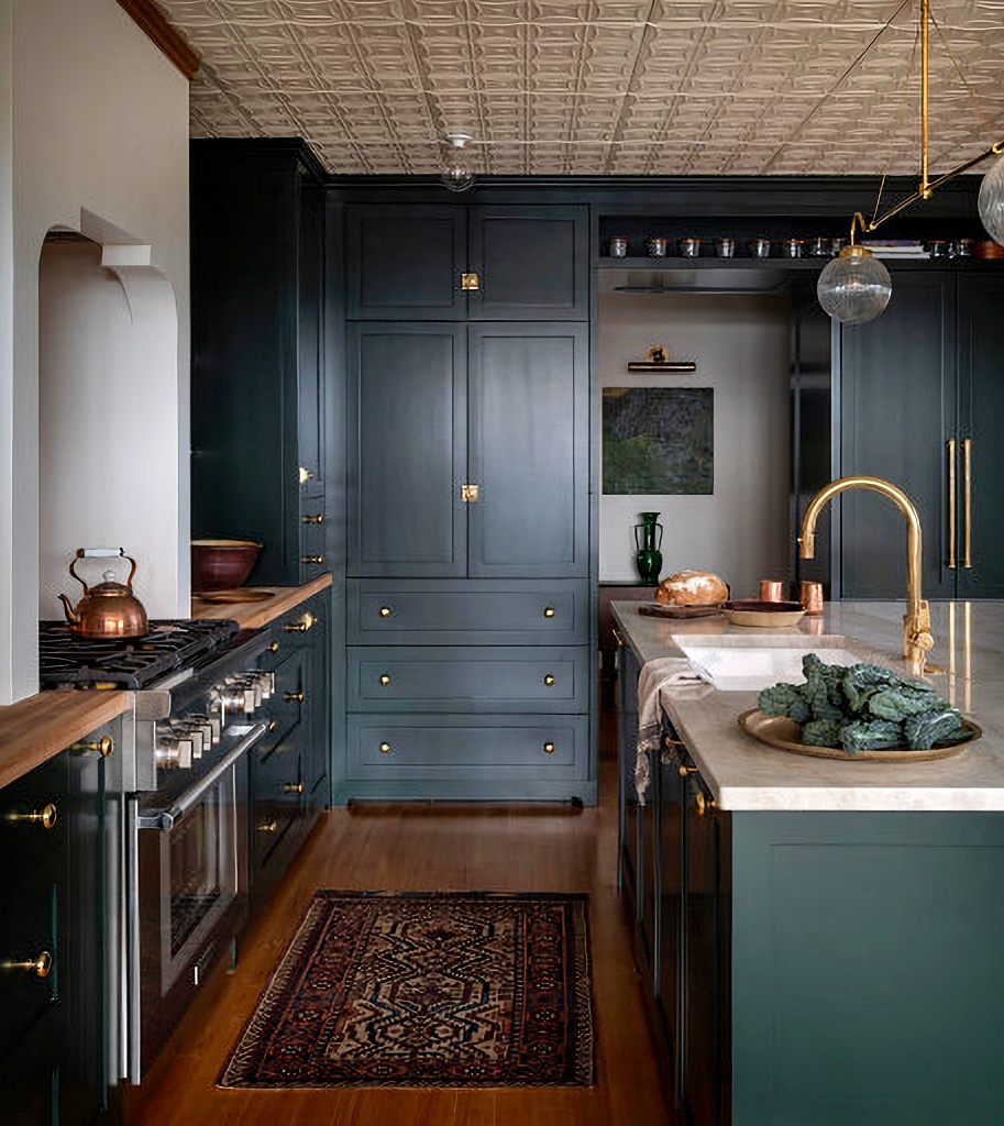 Victorian kitchen with dark cabinetry