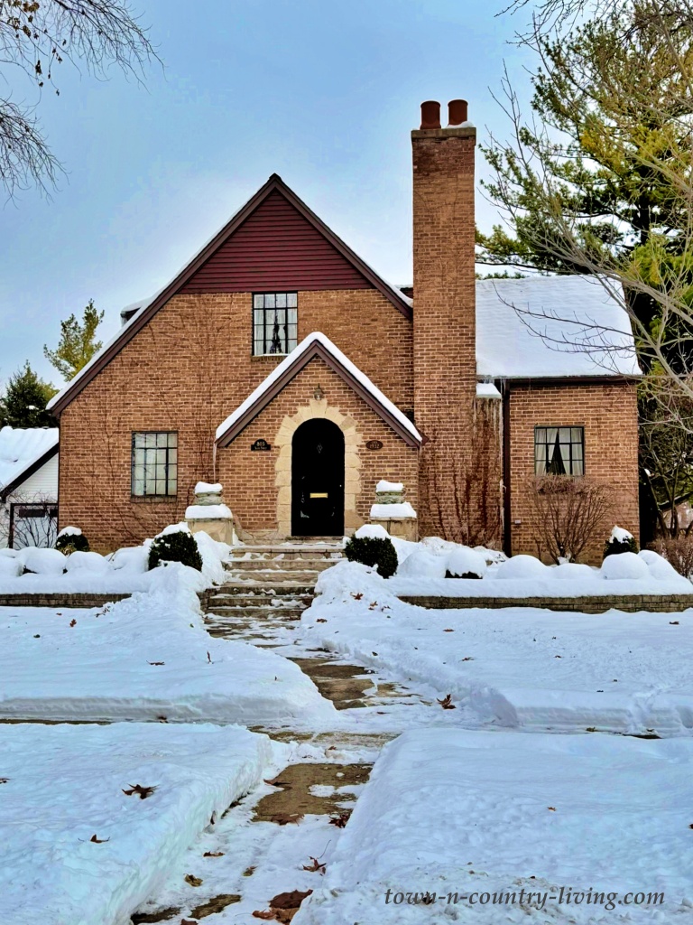 brick Tudor revival home