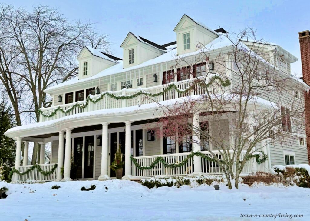 Christmas homes in snowy Wheaton, IL