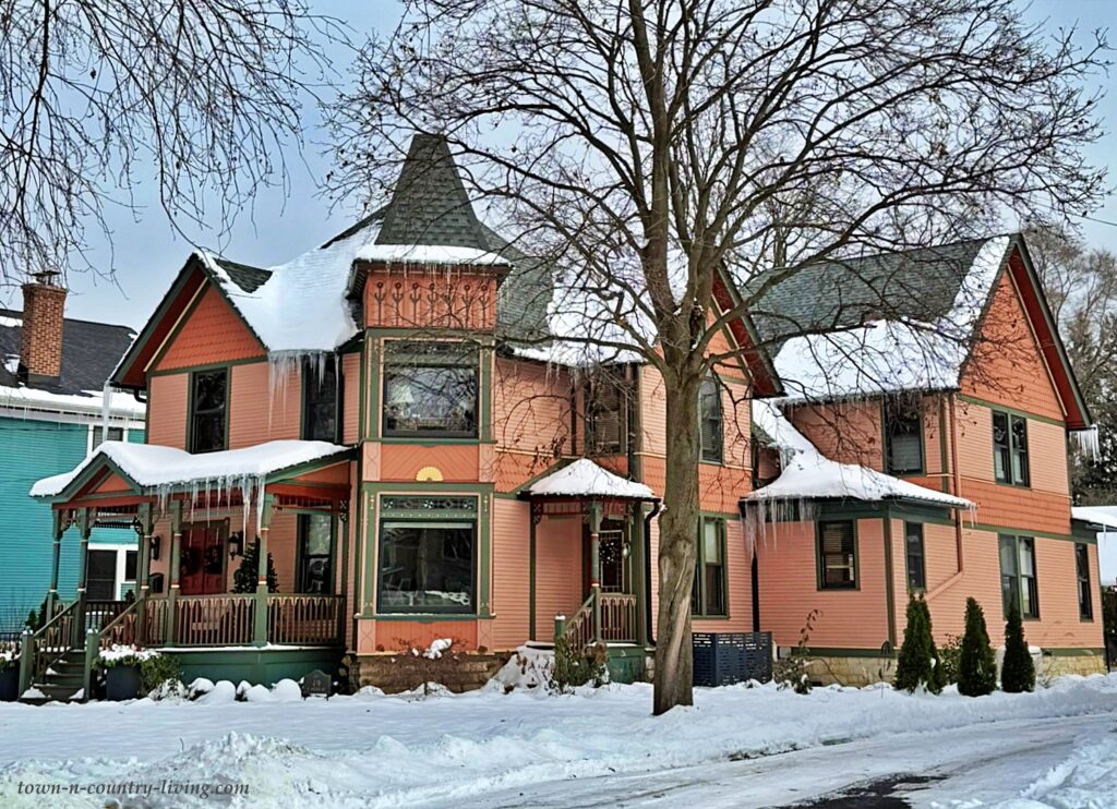 Ornate Victorian home with angular turret