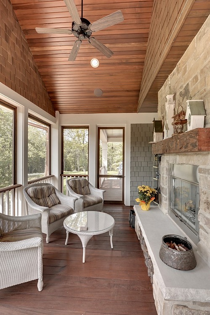 screened porch in traditional home