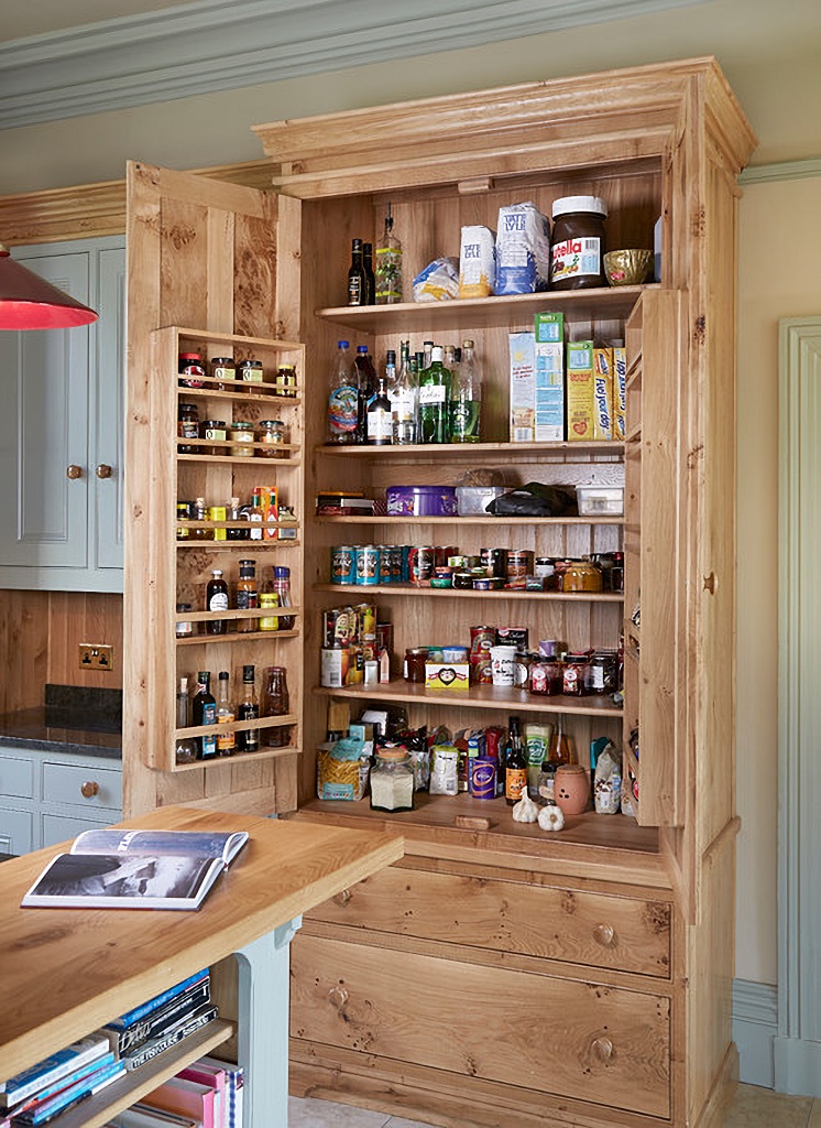 wood pantry in kitchen for organization