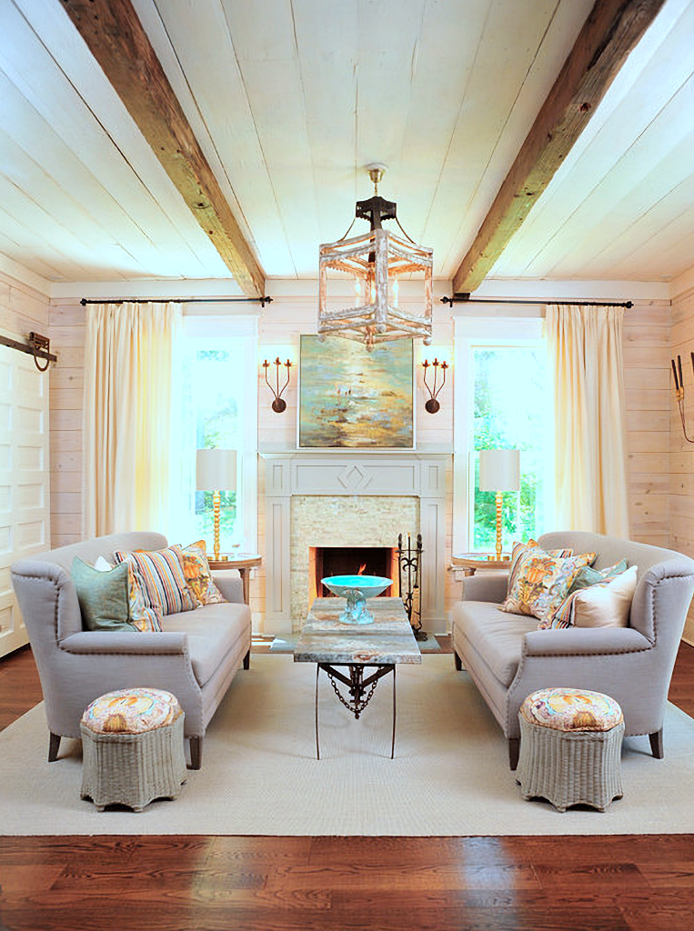 traditional living room with layered lighting