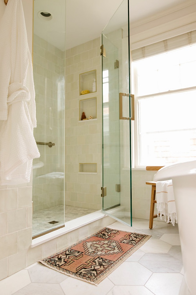 large walk-in glass shower

