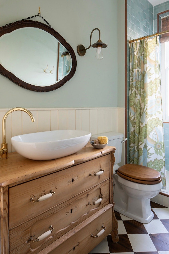 chest of drawers turned into bathroom  sink vanity