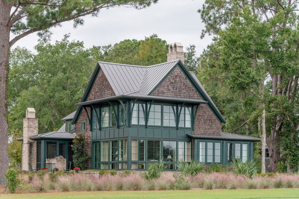 dark green and wood house on Spring Island