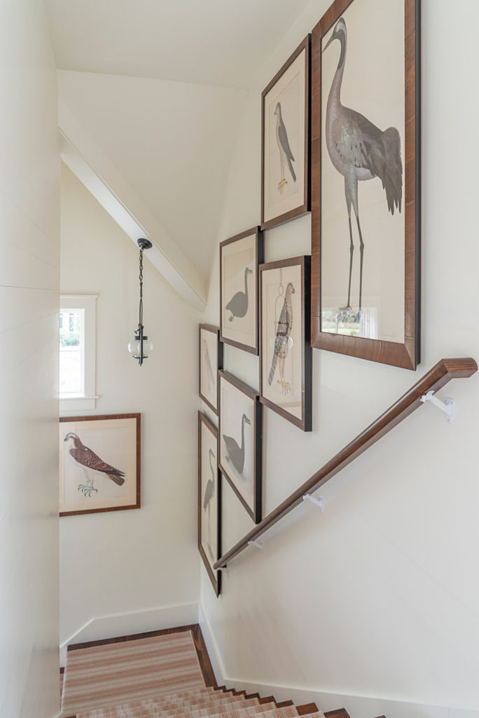 Bird gallery wall in staircase