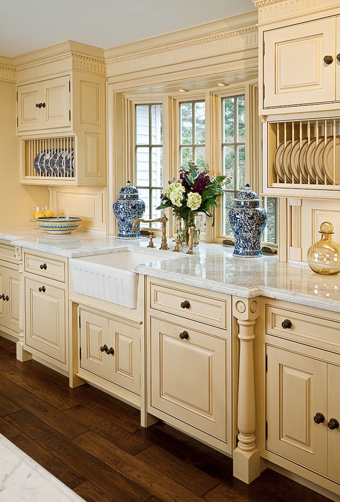 buttery yellow traditional kitchen