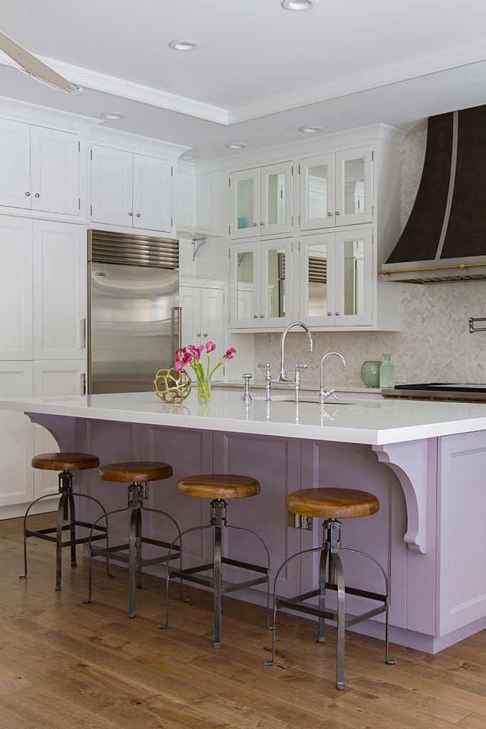 lavender and white kitchen