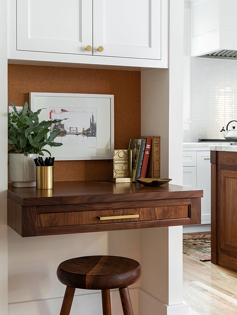 built in desk in kitchen