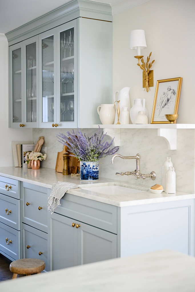 soft blue and white kitchen