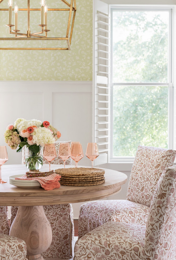 spring like dining room in soft colors