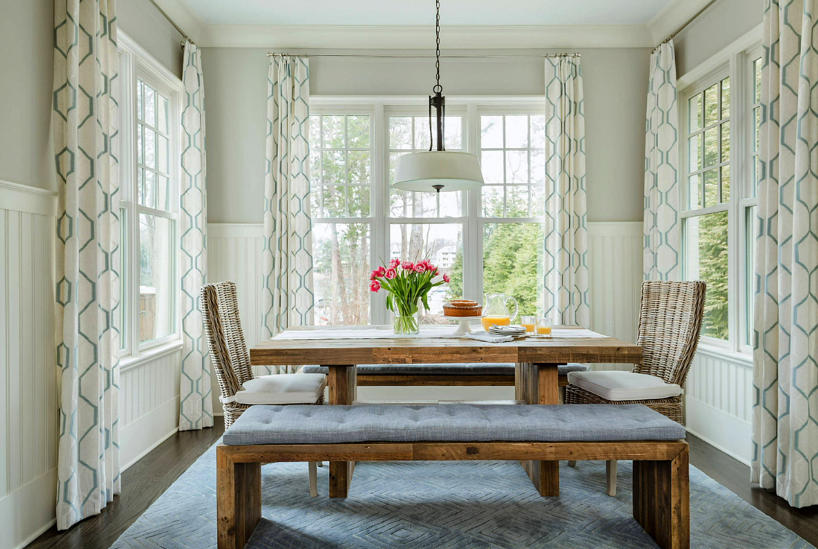 wicker furniture - end chairs in dining room