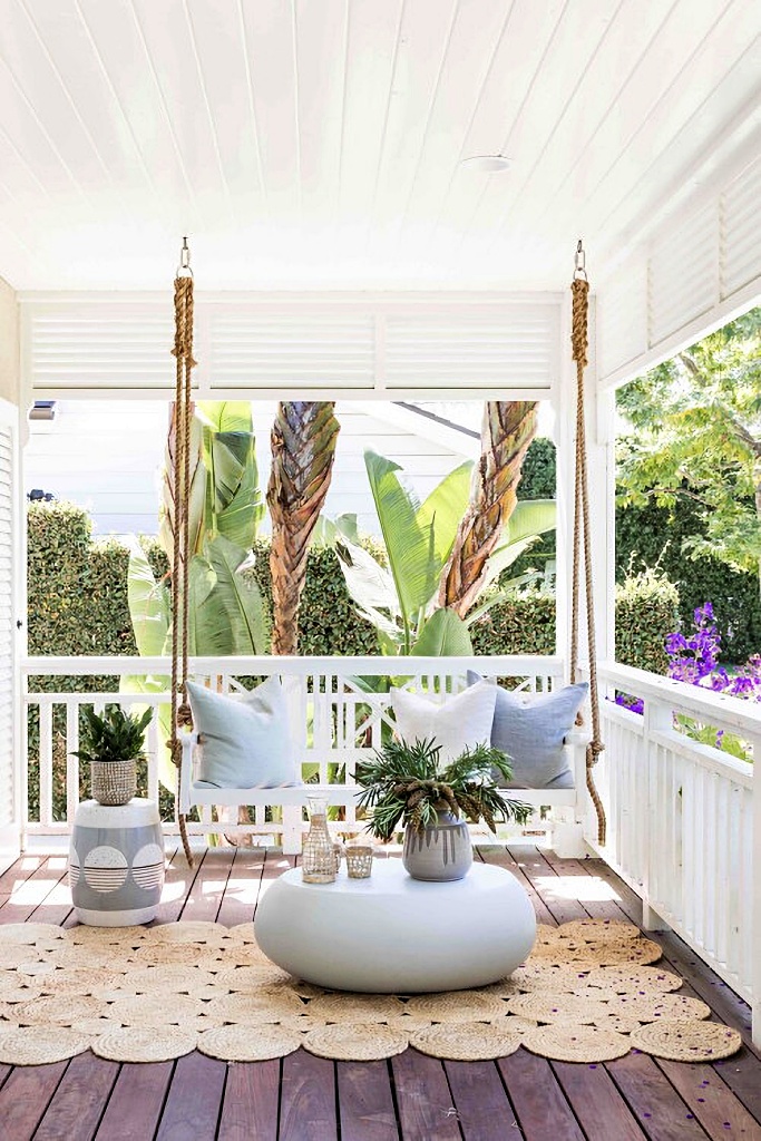 coastal front porch with swing 