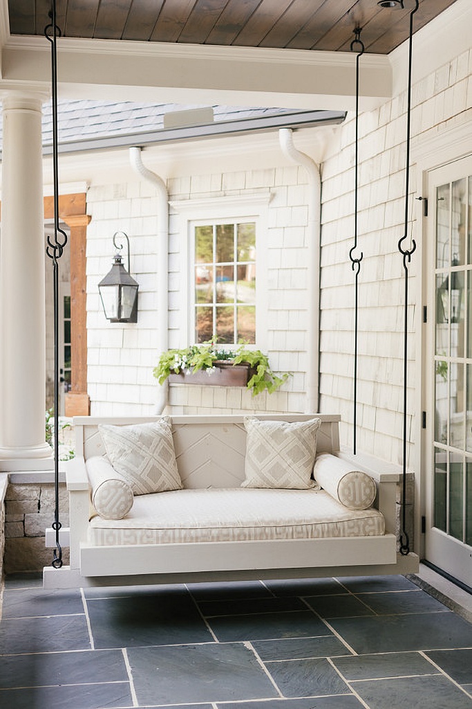 southern style porch in neutral tones