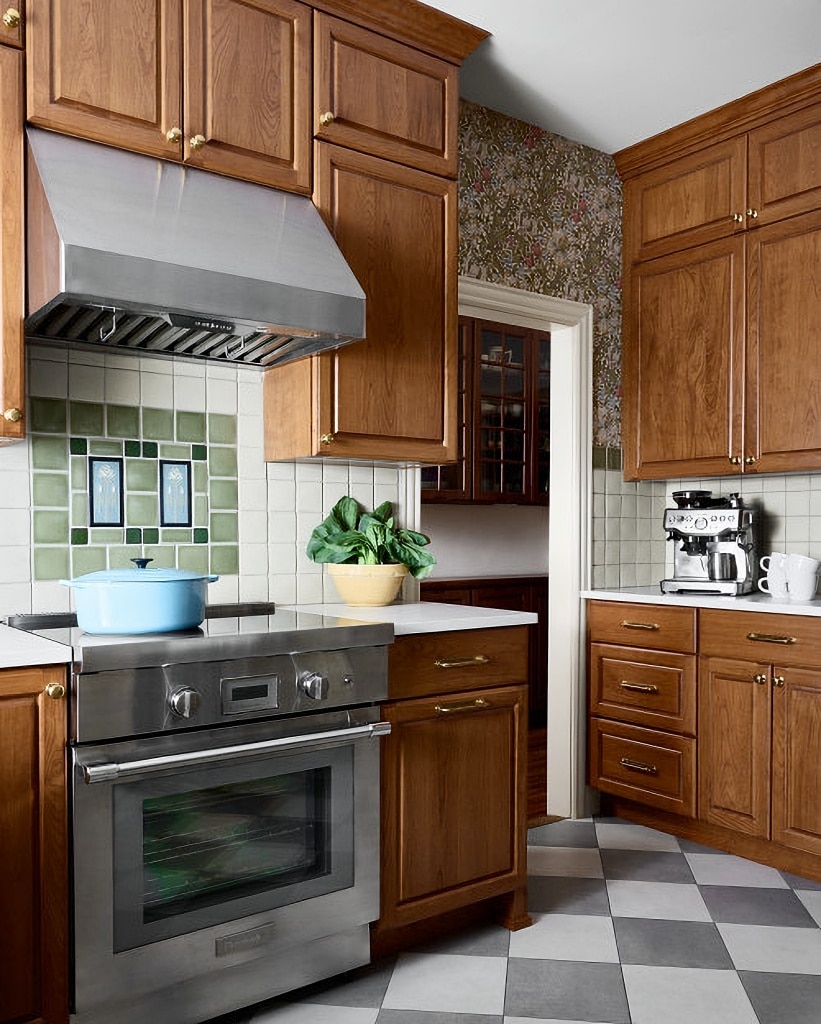 beautiful wood  kitchen cabinetry in a 1920s home
