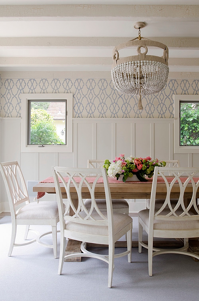 California cottage dining room in pastels