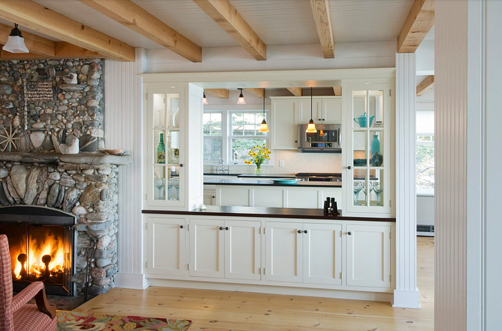 pass-through window from living room to kitchen