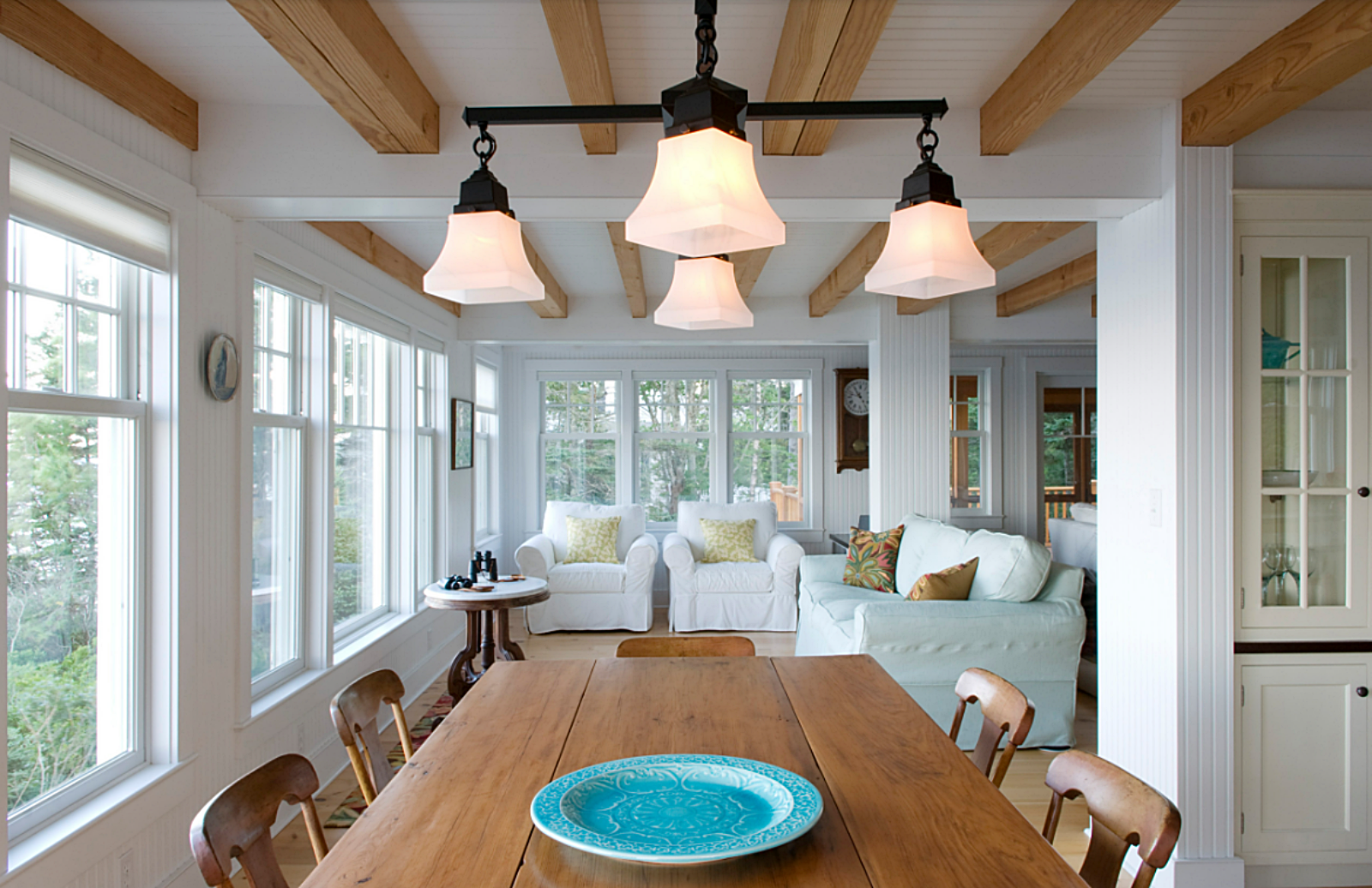 Maine coastal cottage living space