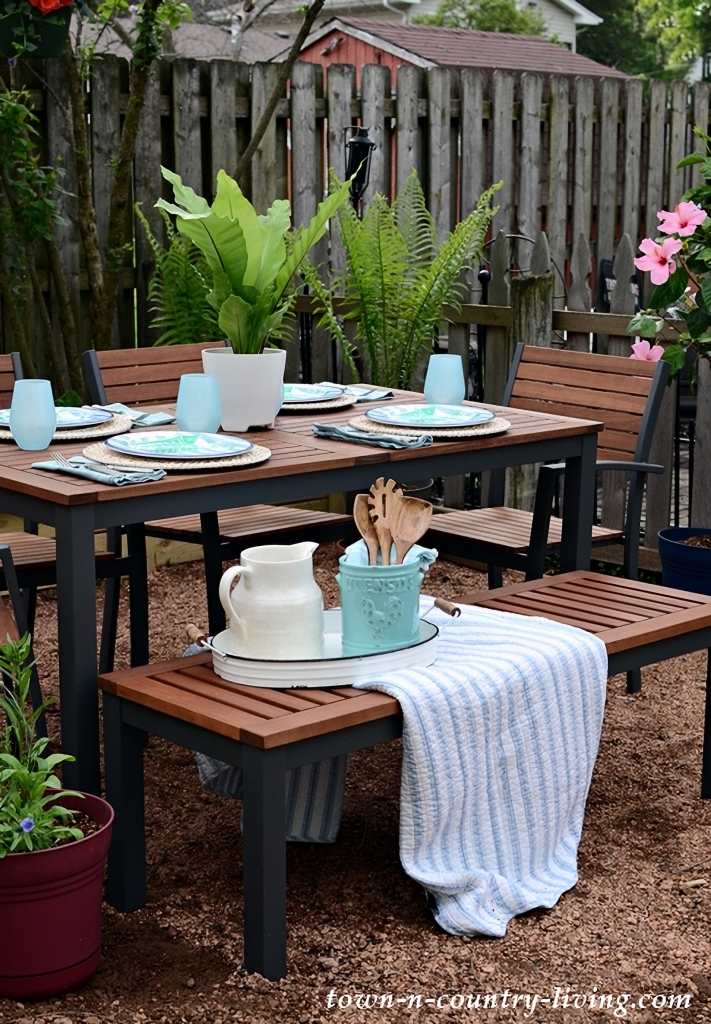 gravel patio ready for summer dining