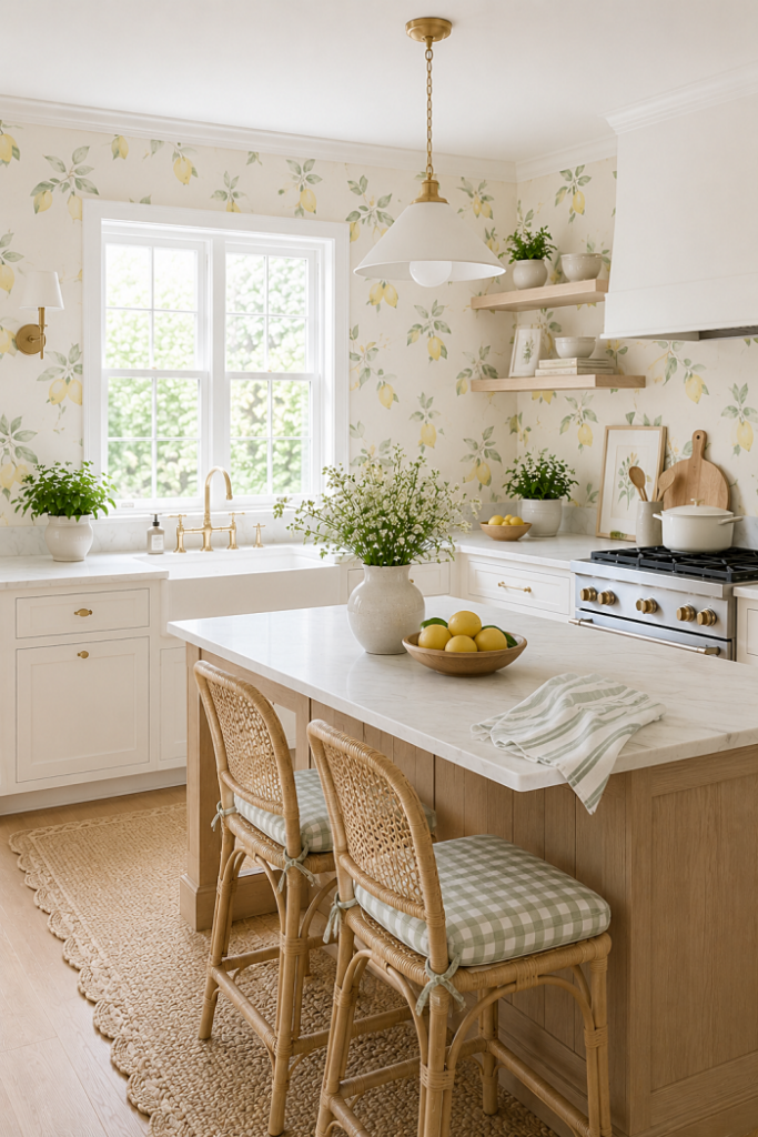 lemon wallpaper in kitchen