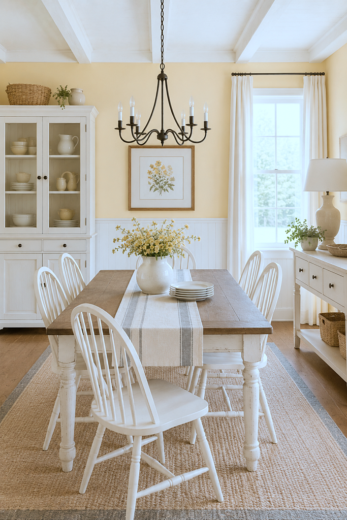 decorating with yellow - farmhouse dining room