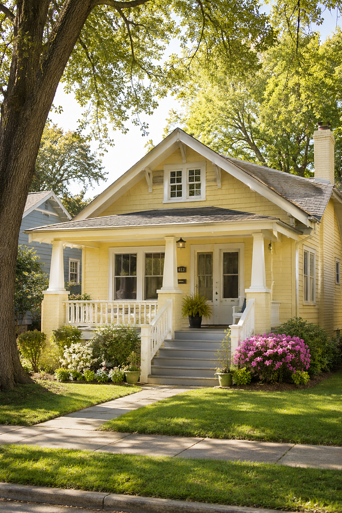 charming yellow bungalow in historic neighborhood